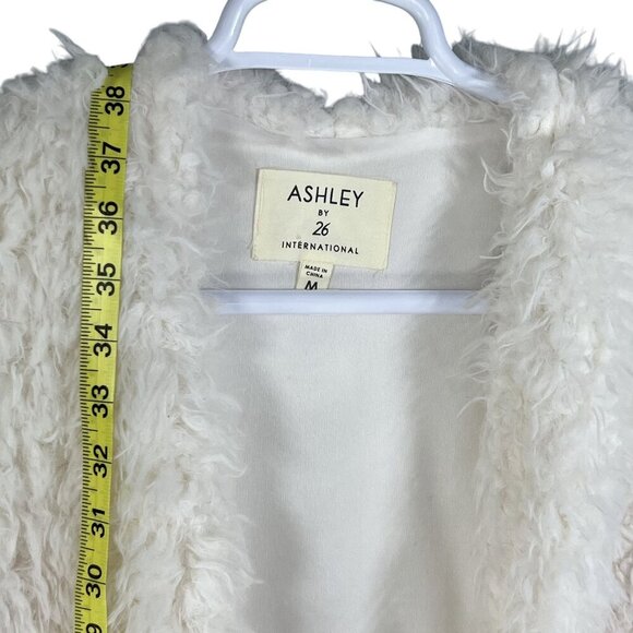Ashley By 26 International Womens M Fuzzy Faux Fur Long Vest Teddy Cardigan Boho - Picture 8 of 12